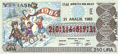 31 Aralık 1983 Piyango Bileti Çeyrek Bilet PYB6426 - 1