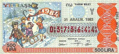 31 Aralık 1983 Piyango Bileti Yarım Bilet PYB6427 - 1