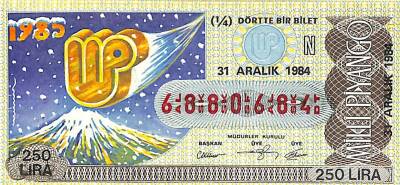 31 Aralık 1984 Piyango Bileti Çeyrek Bilet PYB6335 - 1