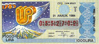 31 Aralık 1984 Piyango Bileti Tam Bilet PYB6333 - 1