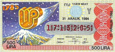 31 Aralık 1984 Piyango Bileti Yarım Bilet PYB6332 - 1