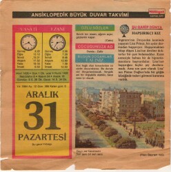 31 Aralık 1984 Takvim Yaprağı EFM(N)4097 - 3