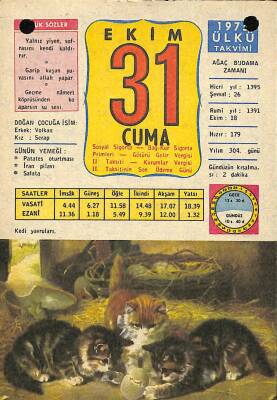 31 Ekim 1975 Takvim Yaprağı - Doğum Günü Hediyesi EFM(N)10367 - 4