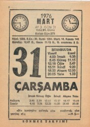 31 Mart 1976 Takvim Yaprağı EFM(N)5972 - 1