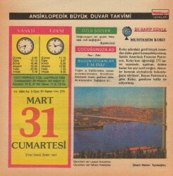 31 Mart 1984 Takvim Yaprağı EFM(N)5817 - 3