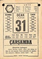 31 Ocak 1973 Takvim Yaprağı - Doğum Günü Hediyesi EFM(N)10839 - 4