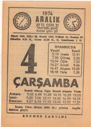 4 Aralık 1974 Takvim Yaprağı EFM(N)4286 - 1