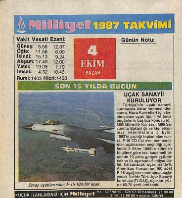 4 Ekim 1987 Resimli Takvim Yaprağı - Doğum Günü Hediyesi EFM(N)10502 - 3