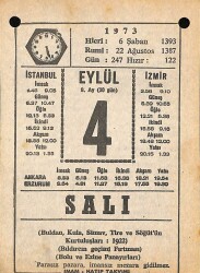 4 Eylül 1973 Takvim Yaprağı - Doğum Günü Hediyesi EFM(N)9850 - 1