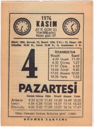 4 Kasım 1974 Takvim Yaprağı EFM(N)3314 - 3