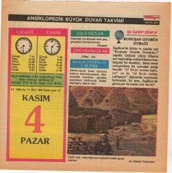 4 Kasım 1984 Takvim Yaprağı EFM(N)4040 - 2