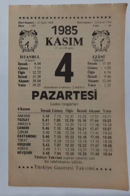 4 Kasım 1985 Takvim Yaprağı - Doğum Günü Hediyesi EFM(N)6680 - 1