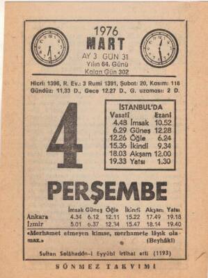 4 Mart 1976 Takvim Yaprağı EFM(N)5945 - 3