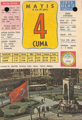 4 Mayıs 1973 Takvim Yaprağı - Doğum Günü Hediyesi EFM(N)9329 - 1