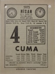 4 Nisan 1975 Takvim Yaprağı - Doğum Günü Hediyesi EFM(N)8131 - 1