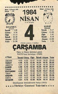 4 Nisan 1984 Takvim Yaprağı - Doğum Günü Hediyesi EFM(N)11217 - 1