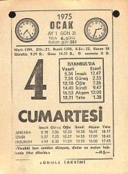 4 Ocak 1975 Takvim Yaprağı - Doğum Günü Hediyesi EFM(N)10843 - 4