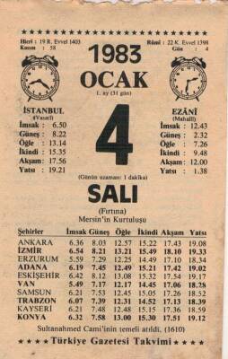 4 Ocak 1983 Takvim Yaprağı EFM(N)4557 - 1