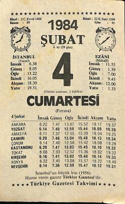 4 Şubat 1984 Takvim Yaprağı - Doğum Günü Hediyesi EFM(N)11809 - 1