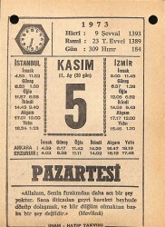 5 Kasım 1973 Takvim Yaprağı - Doğum Günü Hediyesi EFM(N)10708 - 4