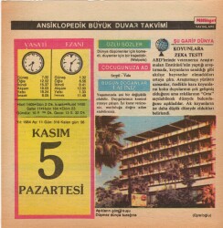 5 Kasım 1984 Takvim Yaprağı EFM(N)4041 - 3