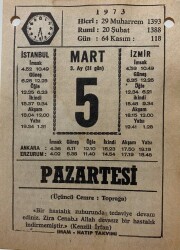 5 Mart 1973 Takvim Yaprağı - Doğum Günü Hediyesi EFM(N)8071 - 2