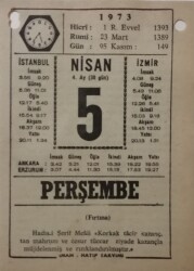 5 Nisan 1973 Takvim Yaprağı - Doğum Günü Hediyesi EFM(N)8102 - 2