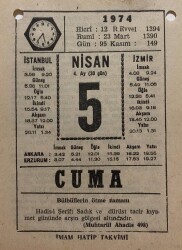 5 Nisan 1974 Takvim Yaprağı - Doğum Günü Hediyesi EFM(N)8162 - 2