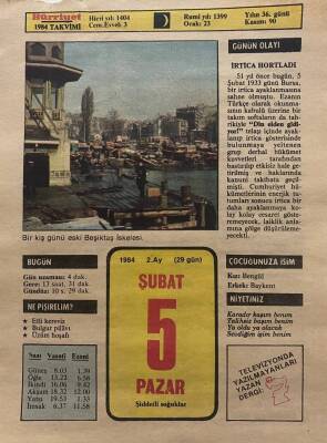 5 Şubat 1984 Takvim Yaprağı - Doğum Günü Hediyesi EFM(N)7783 - 1