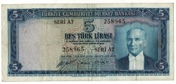 5.Emisyon 1.Tertip 5 Türk Lirası NATUREL/ÇT TCK9275 - 1