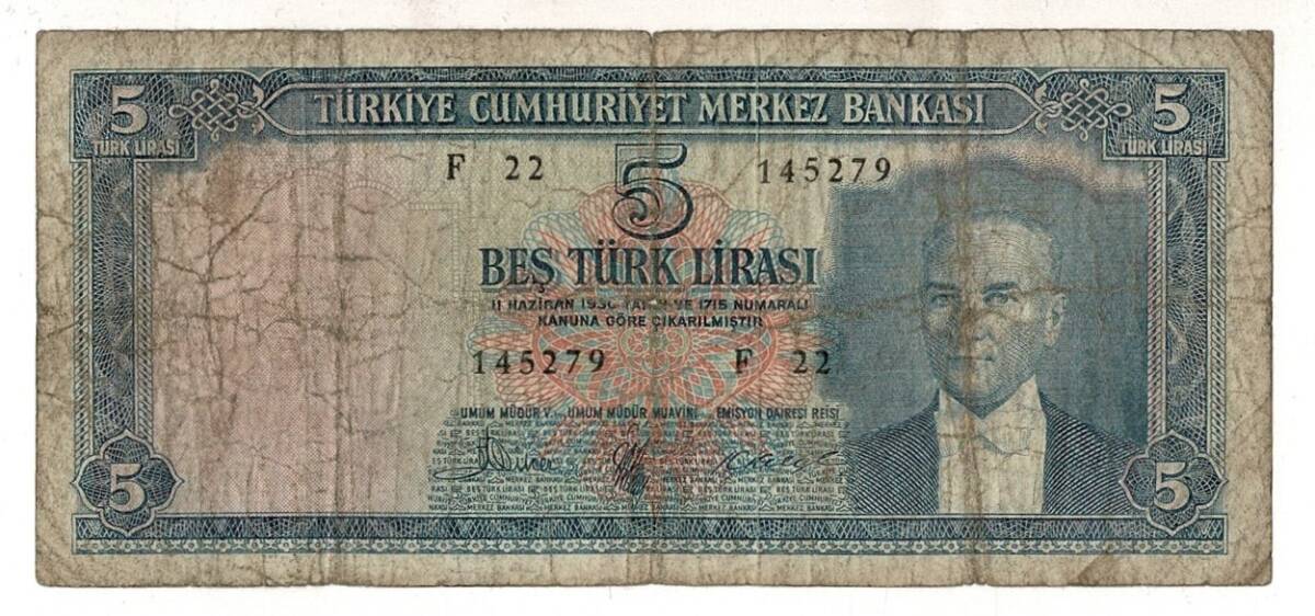 5.Emisyon 3. Tertip 5 Türk Lirası Haliyle TCK9362 - 1