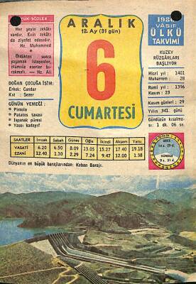 6 Aralık 1980 Takvim Yaprağı - Doğum Günü Hediyesi EFM(N)12651 - 1