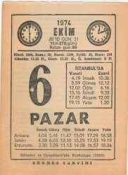 6 Ekim 1974 Takvim Yaprağı EFM(N)2976 - 1