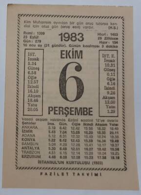 6 Ekim 1983 Takvim Yaprağı - Doğum Günü Hediyesi EFM(N)6709 - 1