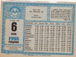 6 Ekim 1988 Takvim Yaprağı EFM(N)3193 - 3