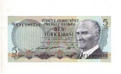 6. Emisyon 1.Tertip 5 Türk Lirası E71 ÇİL TCK9822 - 1