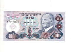 6. Emisyon 2.Tertip 1000 Türk Lirası Seri D36 ÇİL TCK9808 - 1