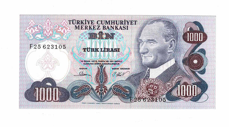 6. Emisyon 3.Tertip 1000 Türk Lirası Seri F25 ÇİL TCK9699 - 1