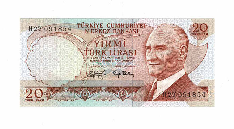 6. Emisyon 3.Tertip 20 Türk Lirası Seri H27 ÇİL TCK9682 - 1