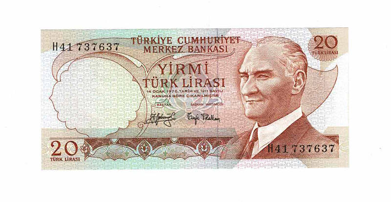 6. Emisyon 3.Tertip 20 Türk Lirası Seri H41 ÇİL TCK9684 - 1