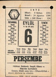 6 Eylül 1973 Takvim Yaprağı - Doğum Günü Hediyesi EFM(N)9852 - 1