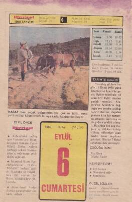 6 Eylül 1980 Takvim Yaprağı -Doğum Günü Hediyesi EFM(N)6406 - 1