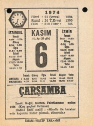 6 Kasım 1974 Takvim Yaprağı - Doğum Günü Hediyesi EFM(N)10768 - 4