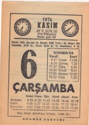 6 Kasım 1974 Takvim Yaprağı EFM(N)3316 - 3