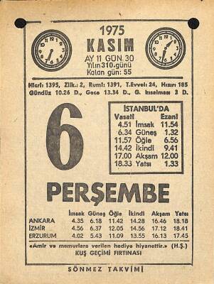 6 Kasım 1975 Takvim Yaprağı - Doğum Günü Hediyesi EFM(N)12576 - 1