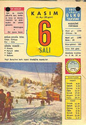 6 Kasım 1979 Takvim Yaprağı - Doğum Günü Hediyesi EFM(N)11692 - 1