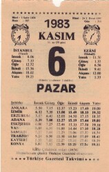 6 Kasım 1983 Takvim Yaprağı EFM(N)3950 - 1