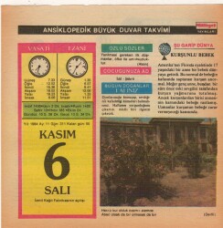 6 Kasım 1984 Takvim Yaprağı EFM(N)4042 - 3