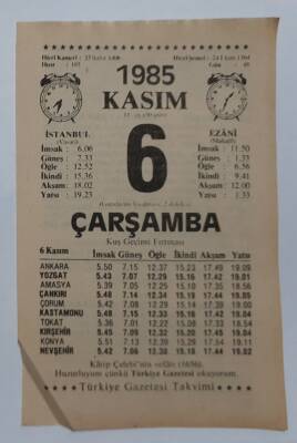 6 Kasım 1985 Takvim Yaprağı - Doğum Günü Hediyesi EFM(N)6682 - 1