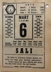 6 Mart 1973 Takvim Yaprağı - Doğum Günü Hediyesi EFM(N)8072 - 1